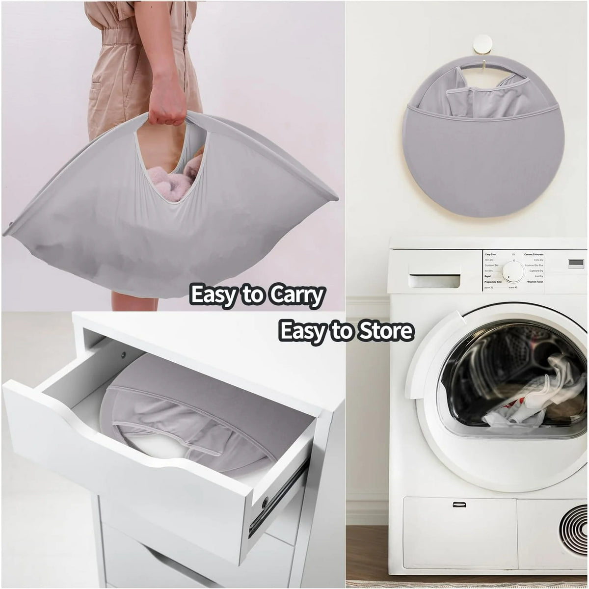 Pop-Up Laundry Basket, 26 Inches, Collapsible with Two Suction Cups, Grey - Image 6
