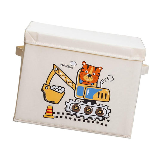 Foldable Toy Storage Bin in Oxford Fabric with Grab Handles, Animal Motif