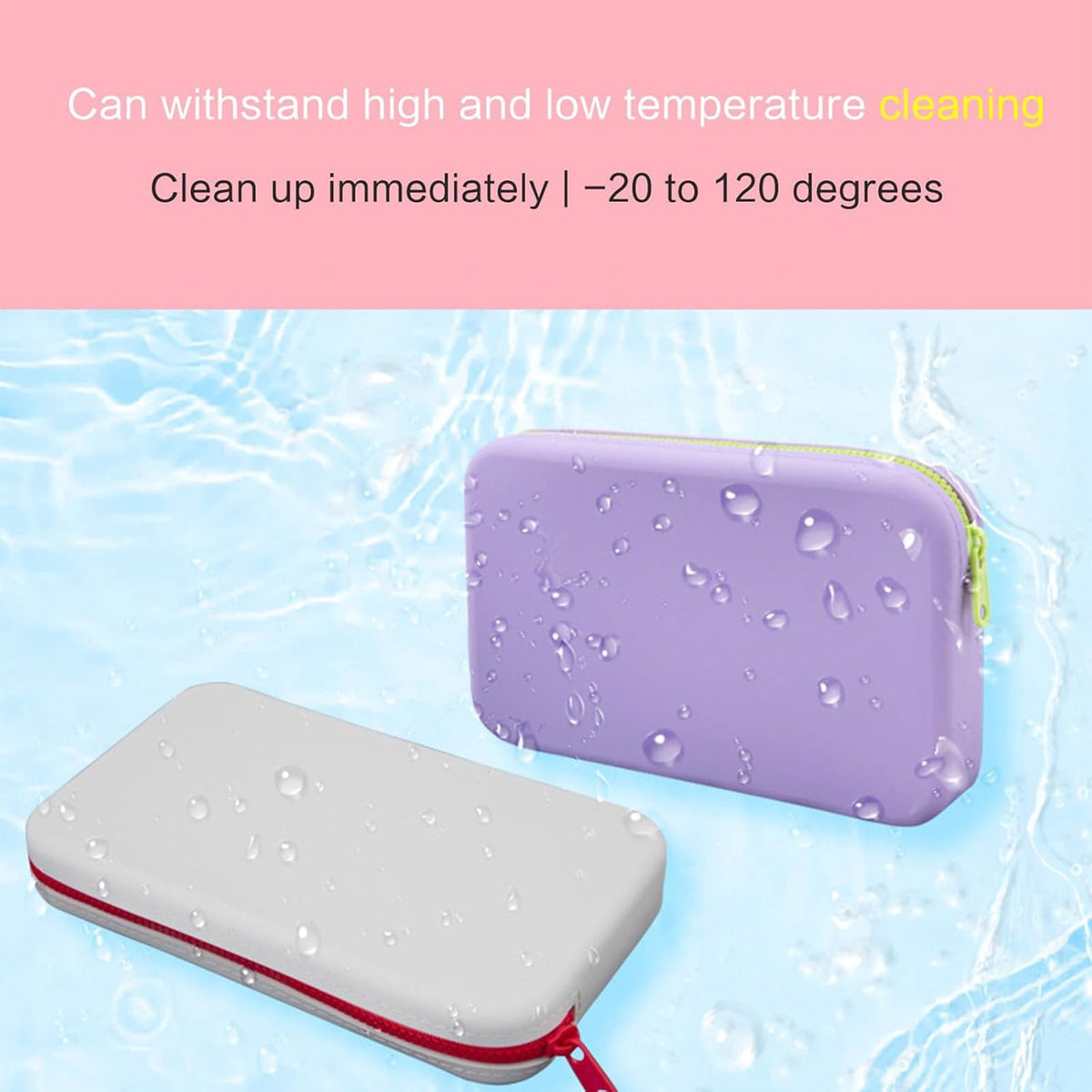 Silicone Travel Toiletry Pouch with Zip Closure and Carry Handle - Image 3