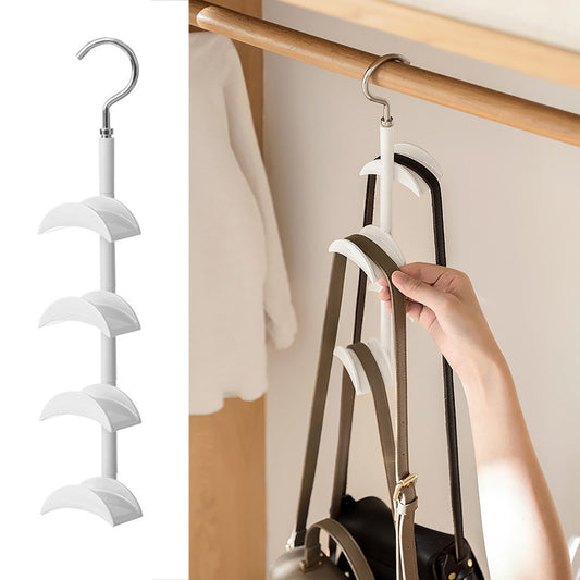 Hanging Purse Organizer with Four Rotating Hooks for Closet Rods, White - Image 2