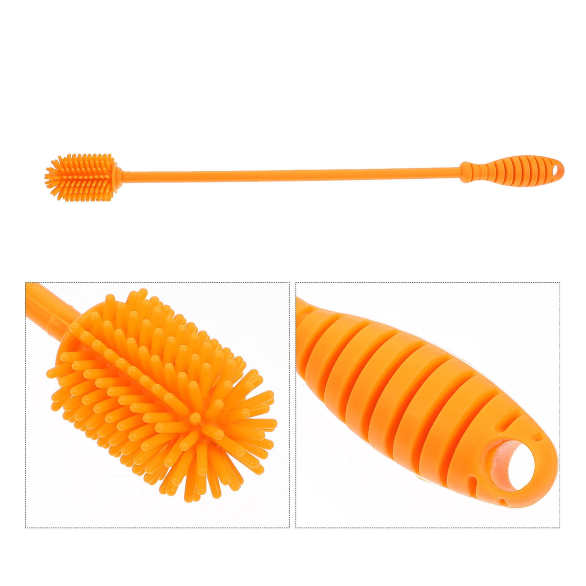 Silicone Bottle Brush with Long Handle, 14.93 Inches, Orange - Image 2