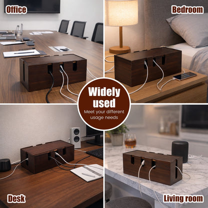 Solid Wood Cable Management Box for Power Strips, 12.2 x 5.12 x 4.72 Inches - Image 3