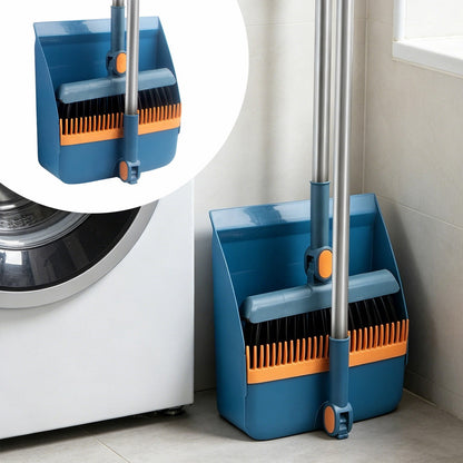 Broom and Dustpan Set with Long Handle, 180-Degree Rotating Head and Comb Teeth - Image 2