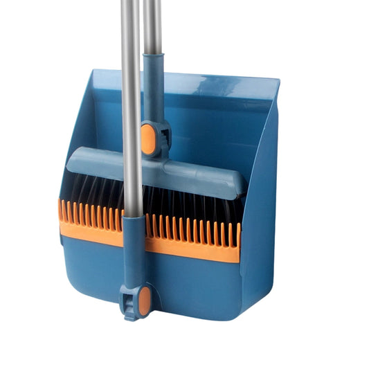 Broom and Dustpan Set with Long Handle, 180-Degree Rotating Head and Comb Teeth