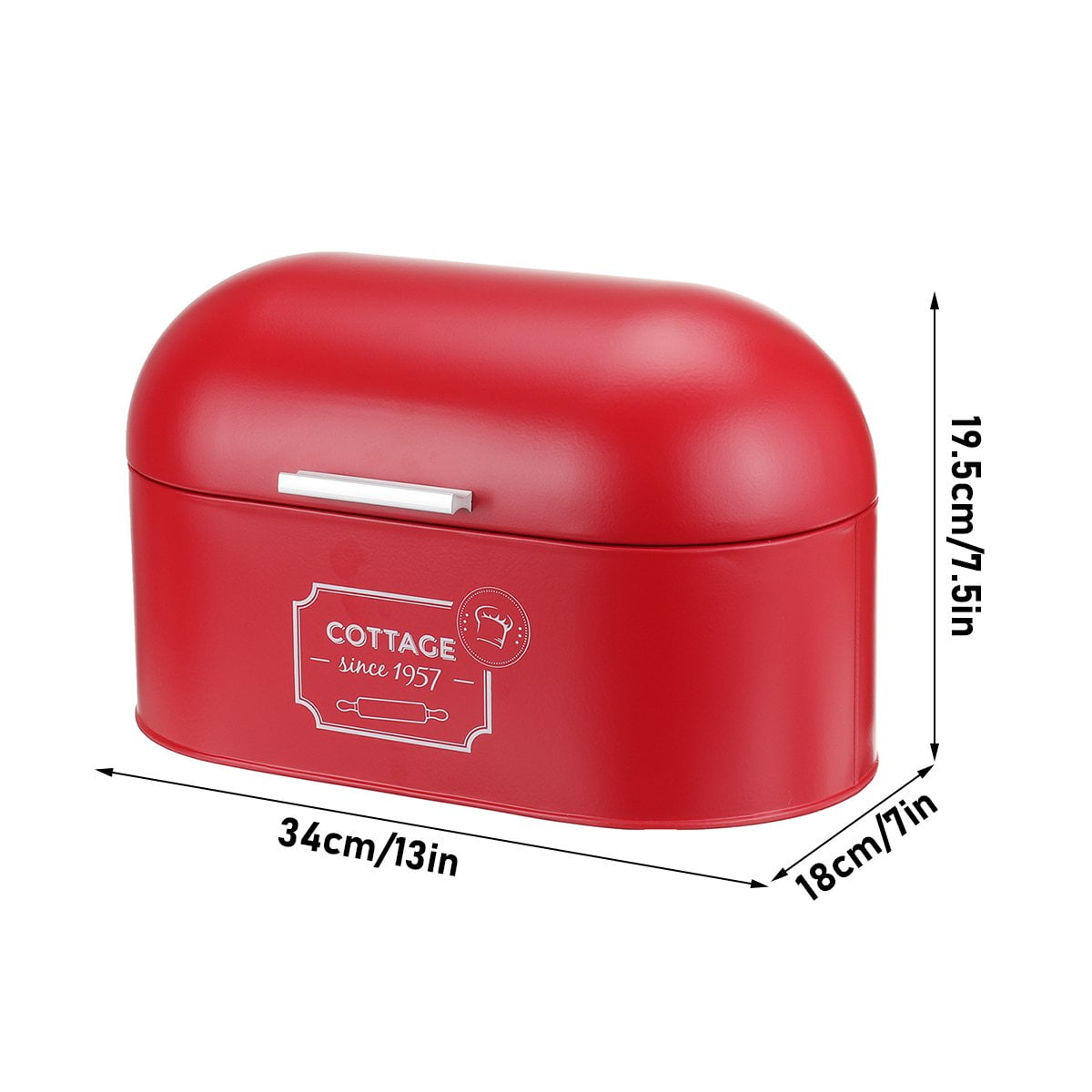 Countertop Bread Box in Powder-Coated Steel, 13 x 7 x 7.5 Inches, Red - Image 4
