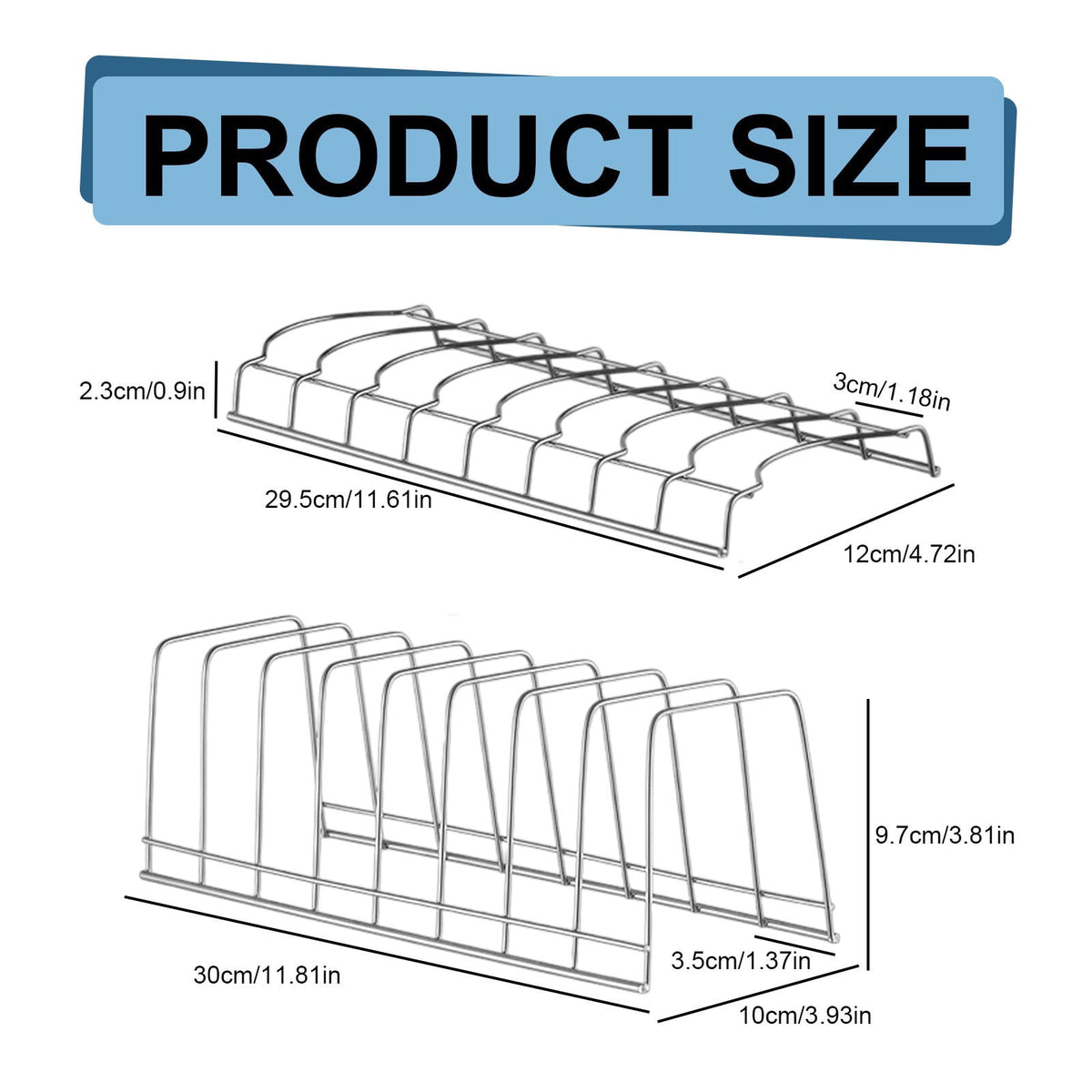 Eight-Tier Stainless Steel Pot Lid Rack for Cabinets and Pantry Shelves - Image 3