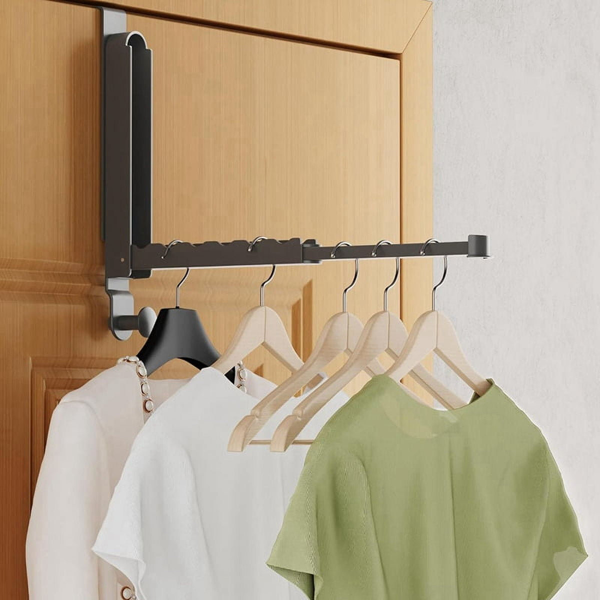 Over-the-Door Folding Drying Rack in Aluminum Alloy with Retractable Rod - Image 2