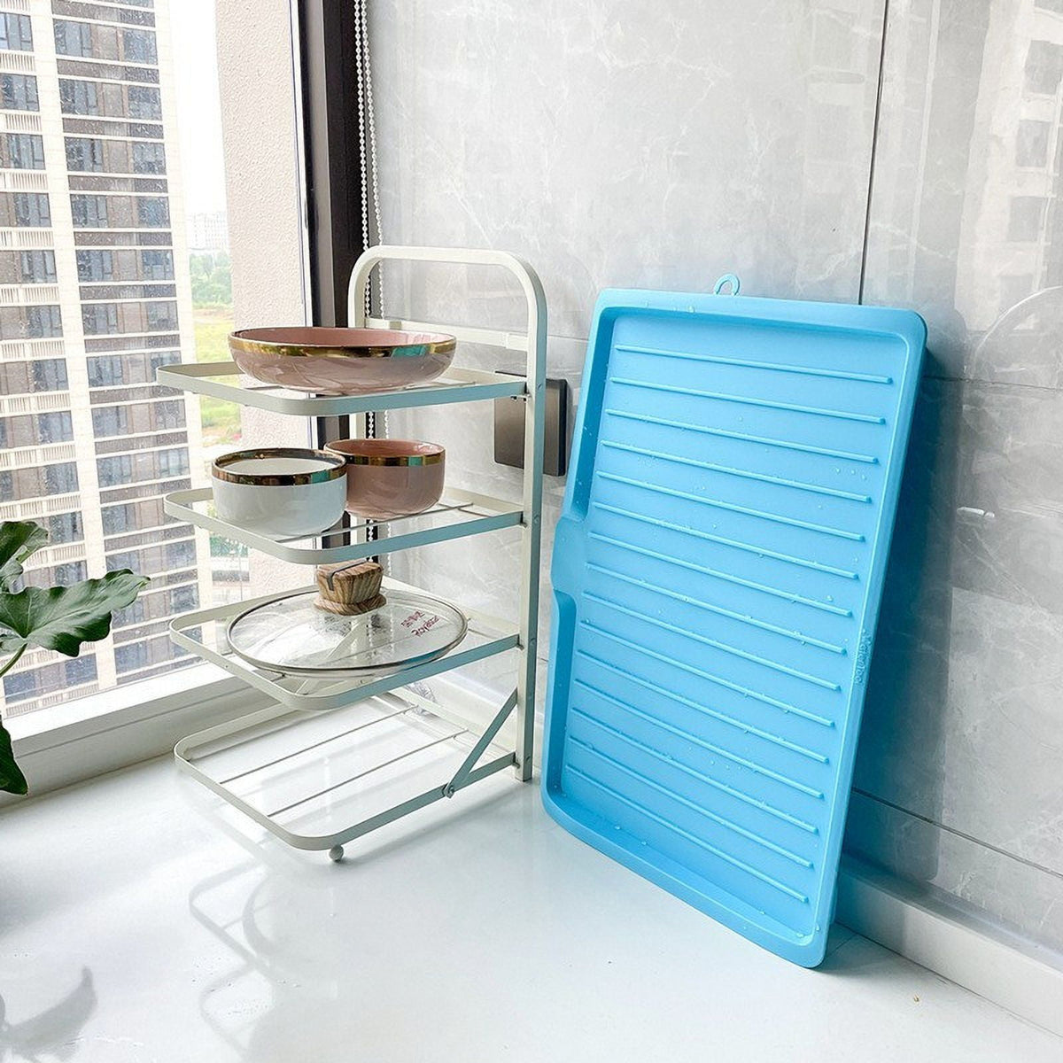 Dish Draining Board with Sloped Drain Channel and Non-Slip Base, 18 Inches - Image 5