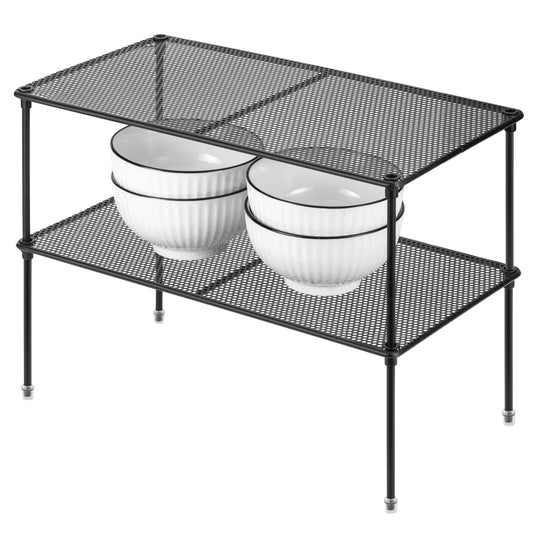 Expandable Cabinet Shelf Racks, Set of 2, Stackable with Anti-Slip Feet
