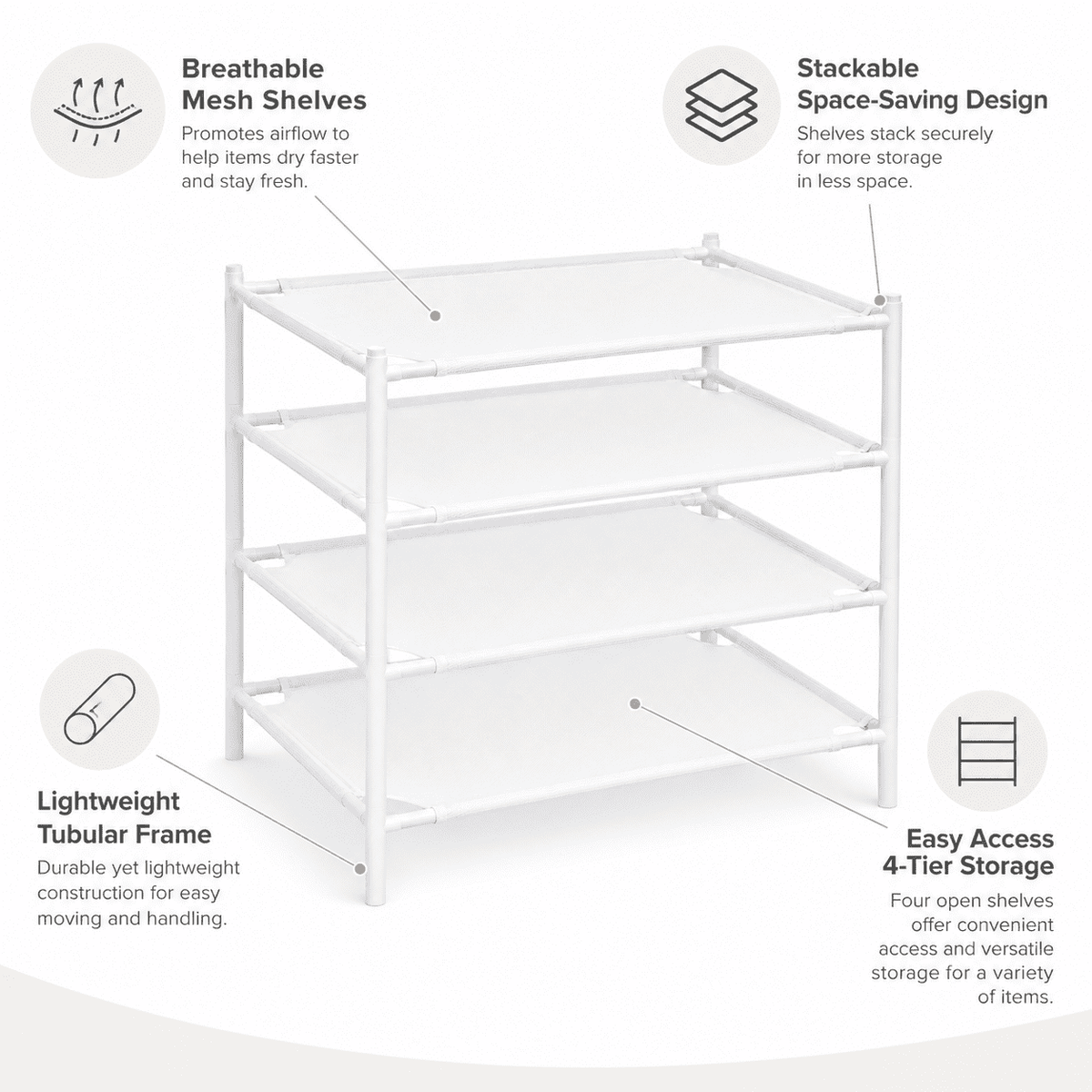 Lay-Flat Mesh Sweater Drying Racks, 4-Pack, Stackable, 28 x 28 Inches - Image 2
