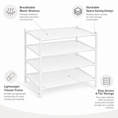 Lay-Flat Mesh Sweater Drying Racks, 4-Pack, Stackable, 28 x 28 Inches - Image 2