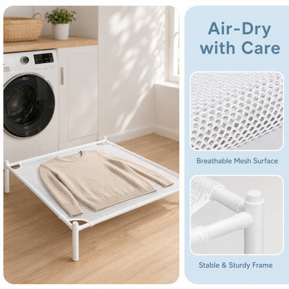 Single Lay-Flat Mesh Drying Rack for Delicates, 28 x 28 Inches, White - Image 5