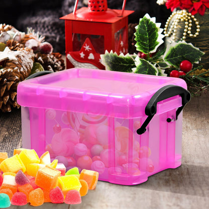 Mini Clear Storage Box with Locking Lid, 0.14 Liter, Bright Colors - Image 2