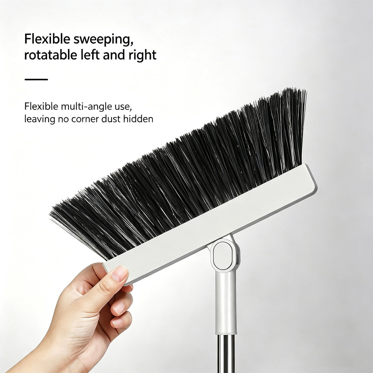 Broom and Dustpan Set with Long Handle, 180-Degree Rotating Head and Comb Teeth - Image 5