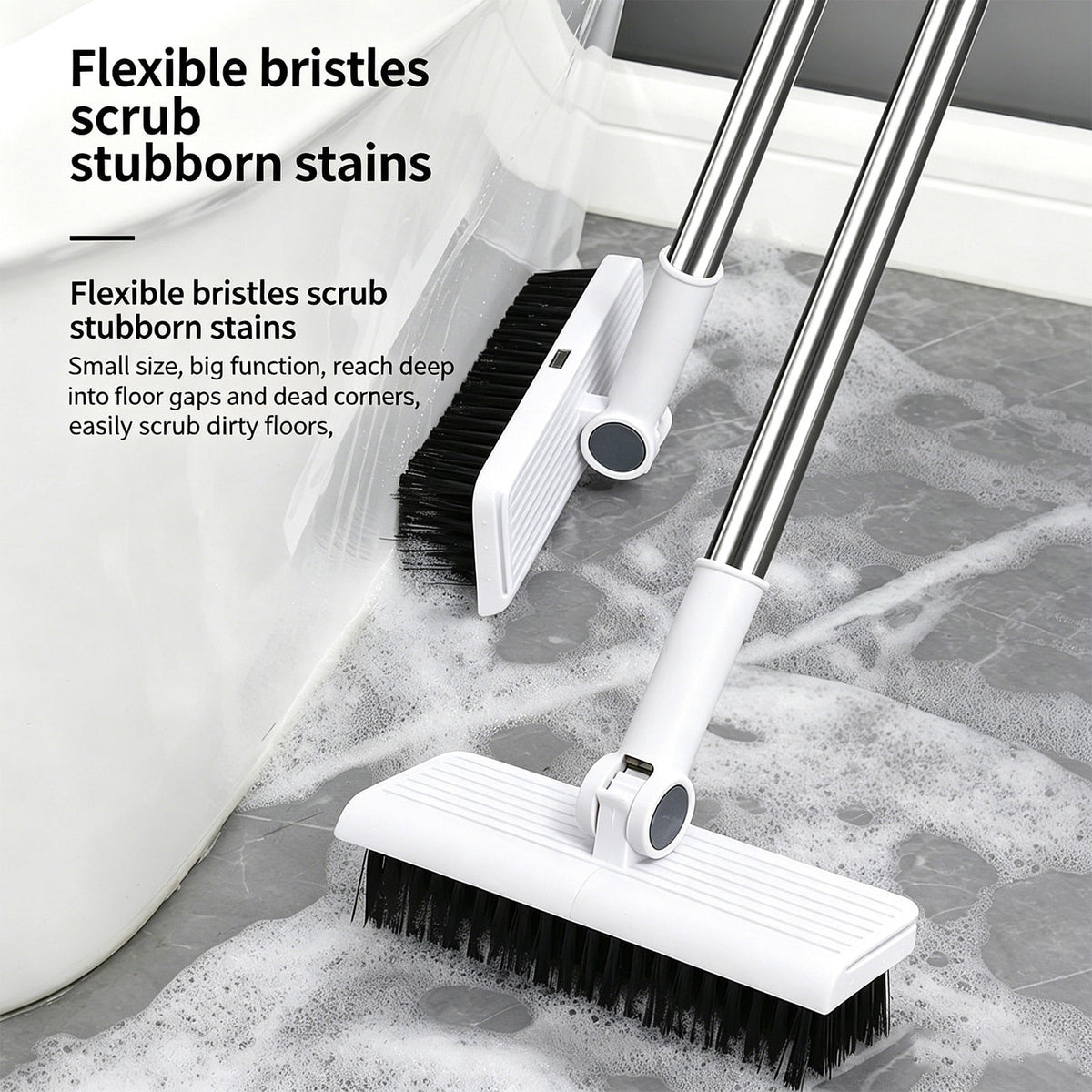 Broom and Dustpan Set with Long Handle, 180-Degree Rotating Head and Comb Teeth - Image 4