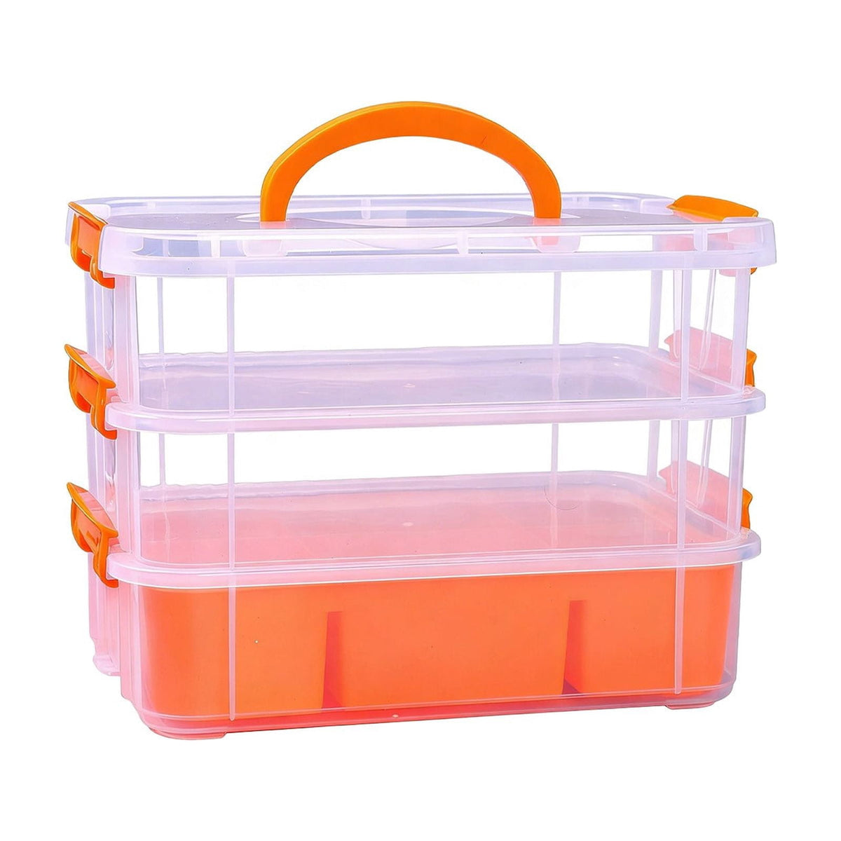 Three-Tier Stackable Desk Organizer with Carry Handle and Side Buckle