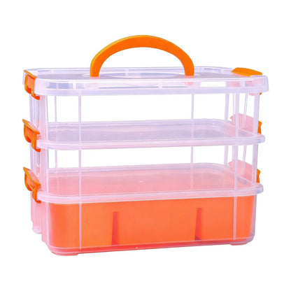 Three-Tier Stackable Desk Organizer with Carry Handle and Side Buckle