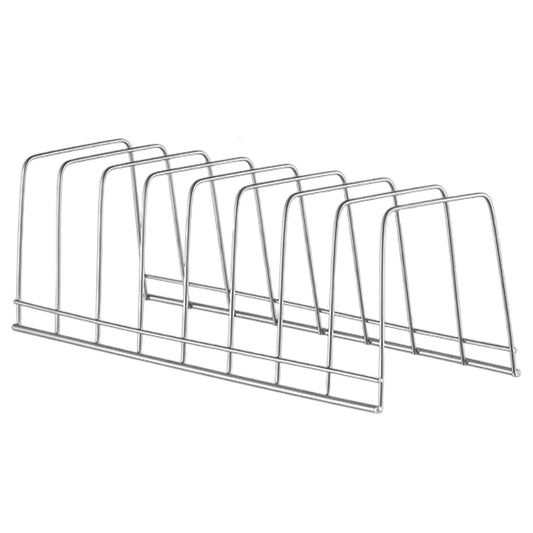 Eight-Tier Stainless Steel Pot Lid Rack for Cabinets and Pantry Shelves