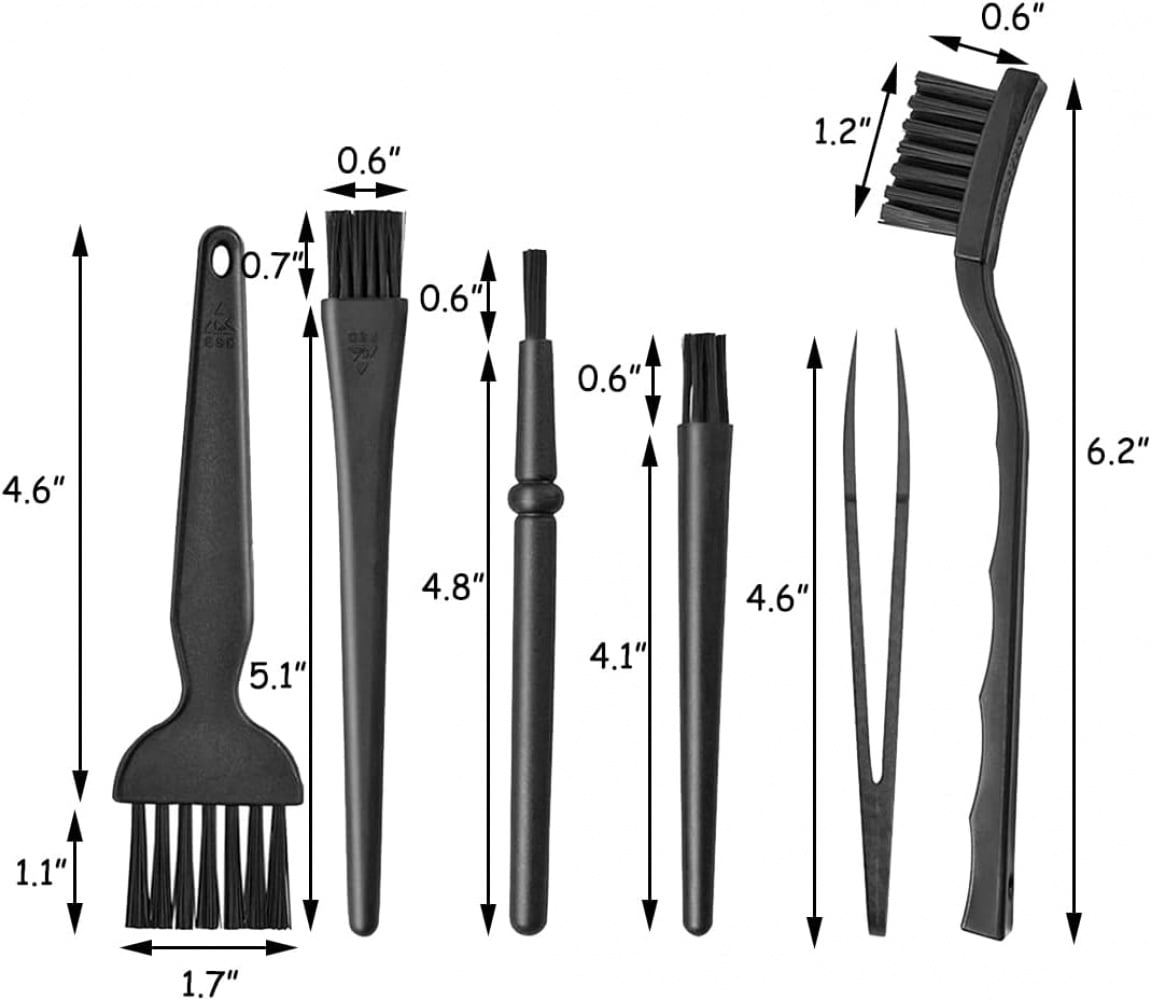 Detail Cleaning Brush Set of 6 with Anti-Static Nylon Bristles - Image 6