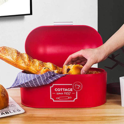 Countertop Bread Box in Powder-Coated Steel, 13 x 7 x 7.5 Inches, Red - Image 3