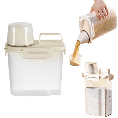 Airtight Dry Food Container with Pouring Spout, Measuring Cup and Handle - Image 2