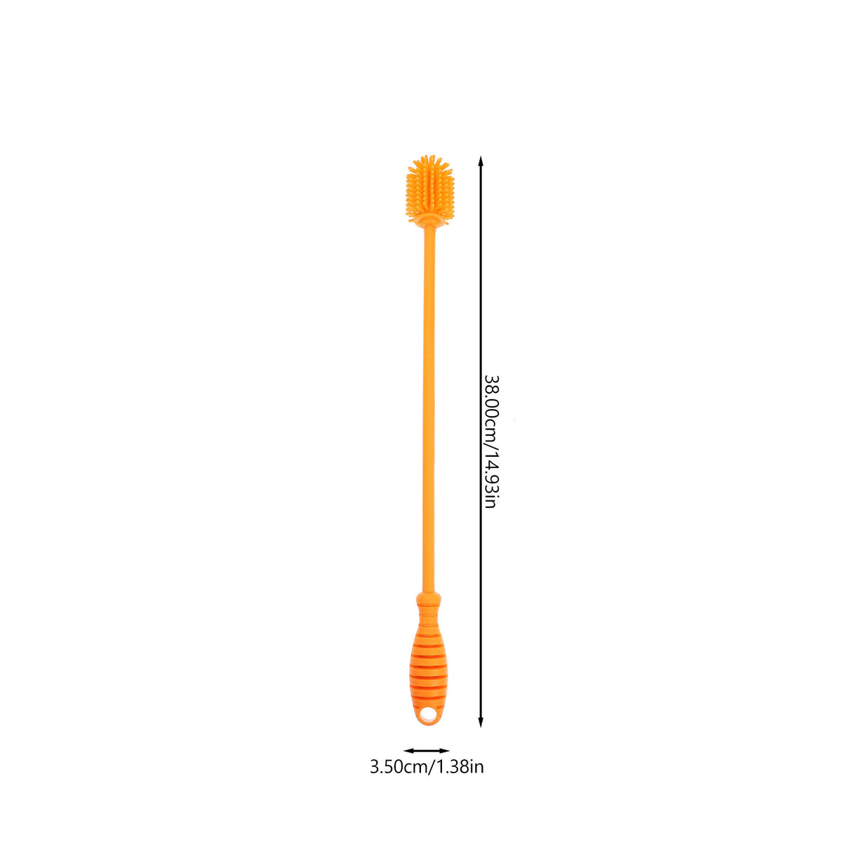Silicone Bottle Brush with Long Handle, 14.93 Inches, Orange - Image 3