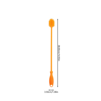 Silicone Bottle Brush with Long Handle, 14.93 Inches, Orange - Image 3