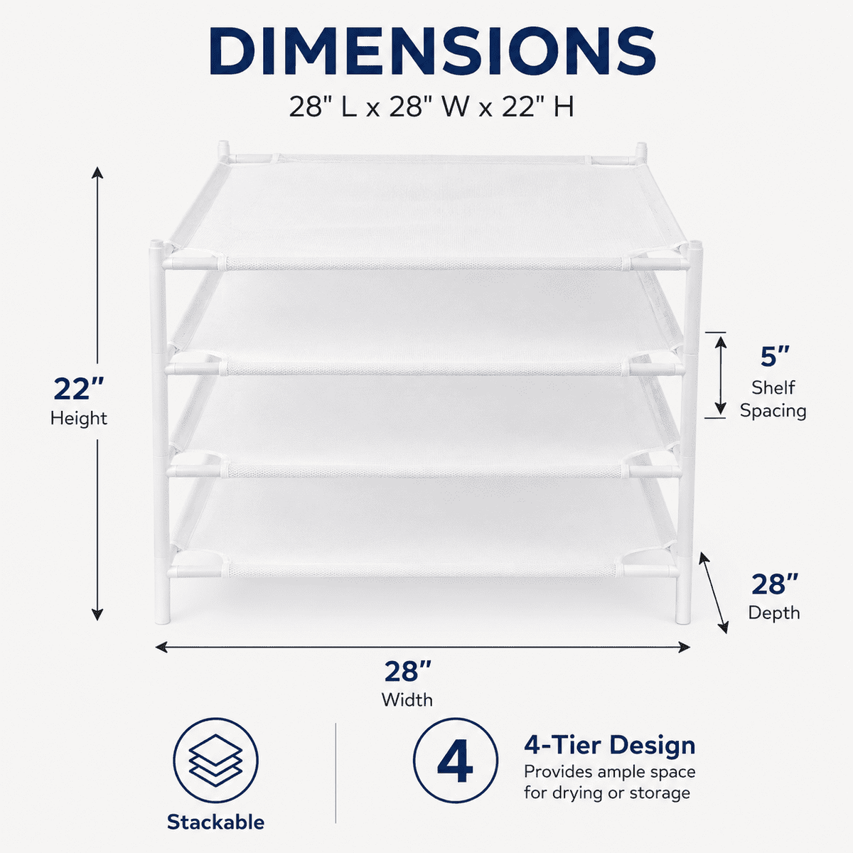 Lay-Flat Mesh Sweater Drying Racks, 4-Pack, Stackable, 28 x 28 Inches - Image 4