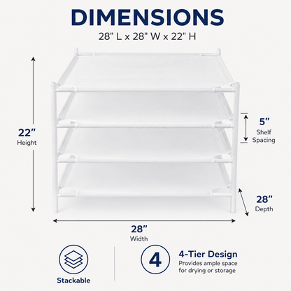Lay-Flat Mesh Sweater Drying Racks, 4-Pack, Stackable, 28 x 28 Inches - Image 4