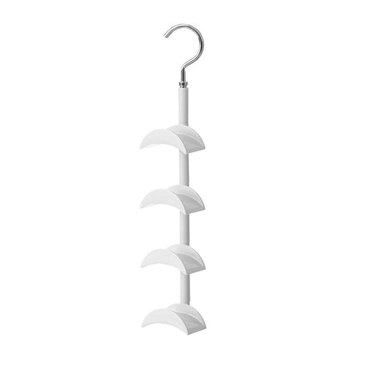 Hanging Purse Organizer with Four Rotating Hooks for Closet Rods, White