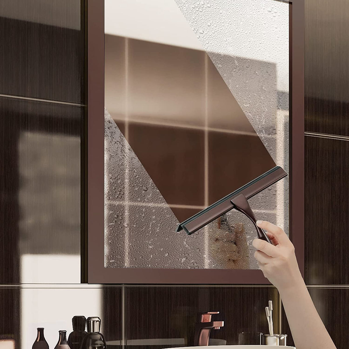 Shower Squeegee with Silicone Blade and Stainless Steel Handle, 10 Inches - Image 4