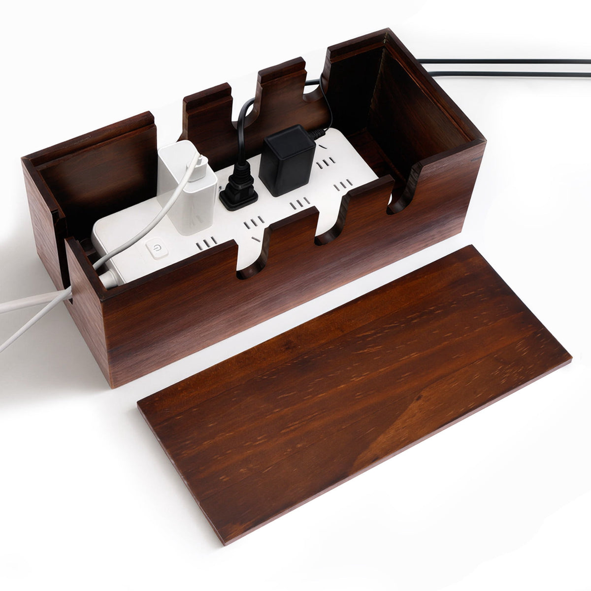 Solid Wood Cable Management Box for Power Strips, 12.2 x 5.12 x 4.72 Inches - Image 5