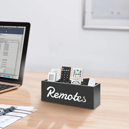 Wooden Remote Control Caddy with Four Slots for Coffee Table or Nightstand - Image 6