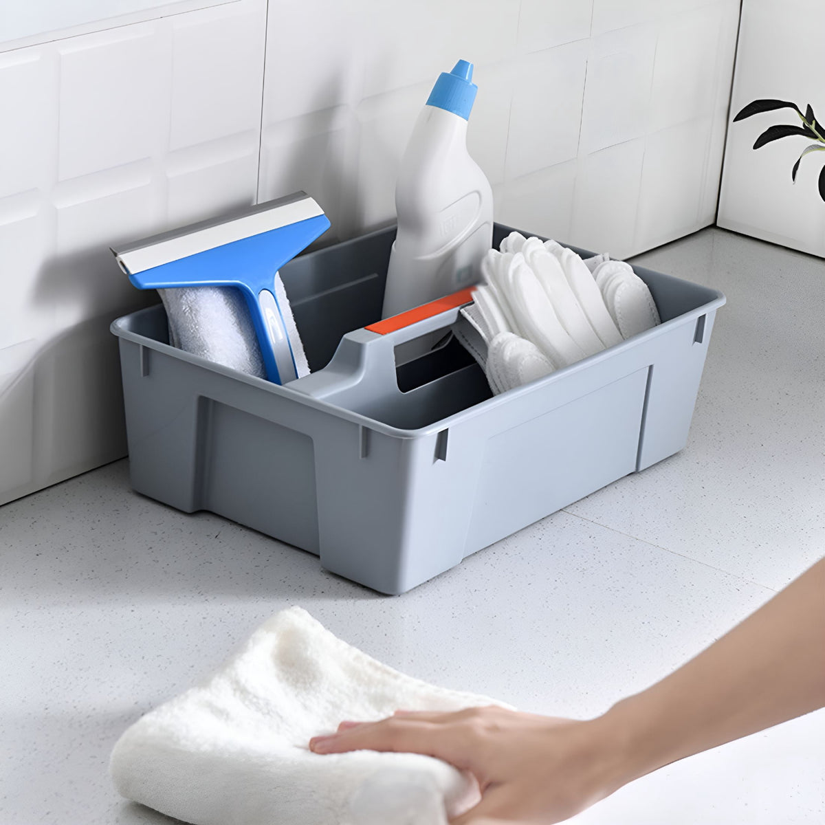 Two-Compartment Cleaning Caddy with Molded Handle, 14.37 x 10.04 x 4.72 Inches - Image 5