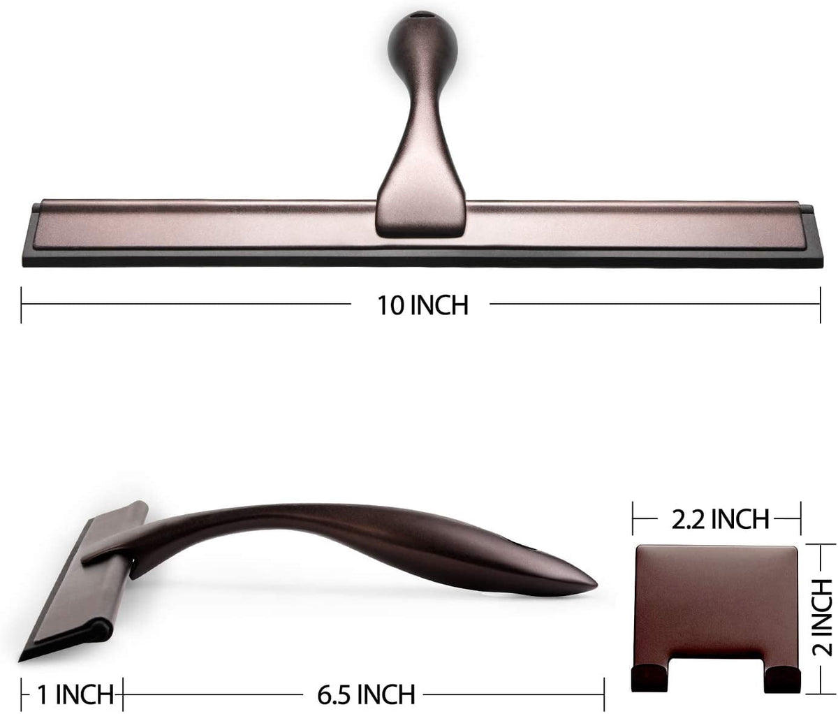 Shower Squeegee with Silicone Blade and Stainless Steel Handle, 10 Inches - Image 2