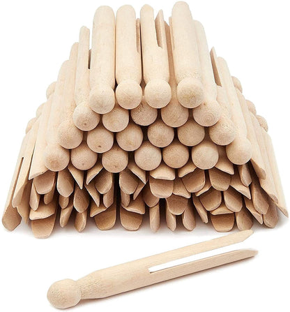 Birch Wood Clothespins, 50-Pack, 4.3 Inches, Light Brown - Image 2