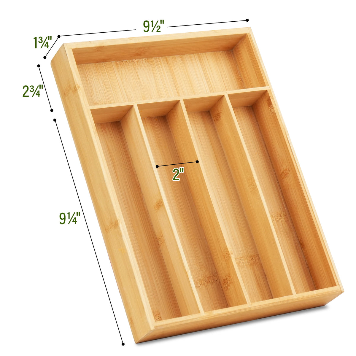 Bamboo Cutlery Drawer Organizer with Five Deep Compartments, 33 x 24 x 4.5 cm - Image 5