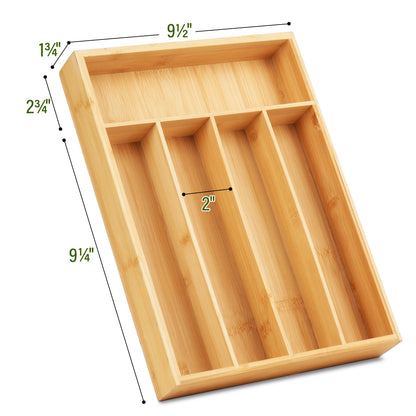 Bamboo Cutlery Drawer Organizer with Five Deep Compartments, 33 x 24 x 4.5 cm - Image 5